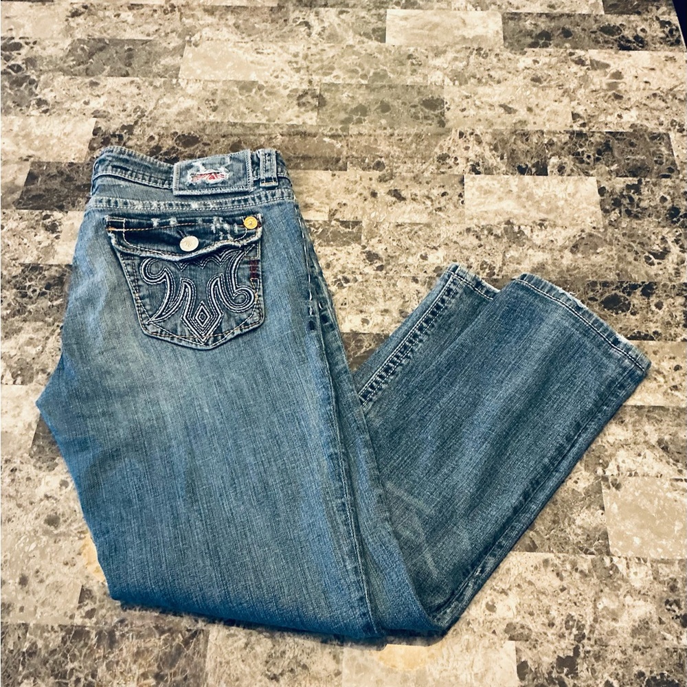 BUCKLE MEK OAXACA Low Rise Western Grunge Straight Leg Jean Unique Womans SZ 31 - Picture 8 of 13